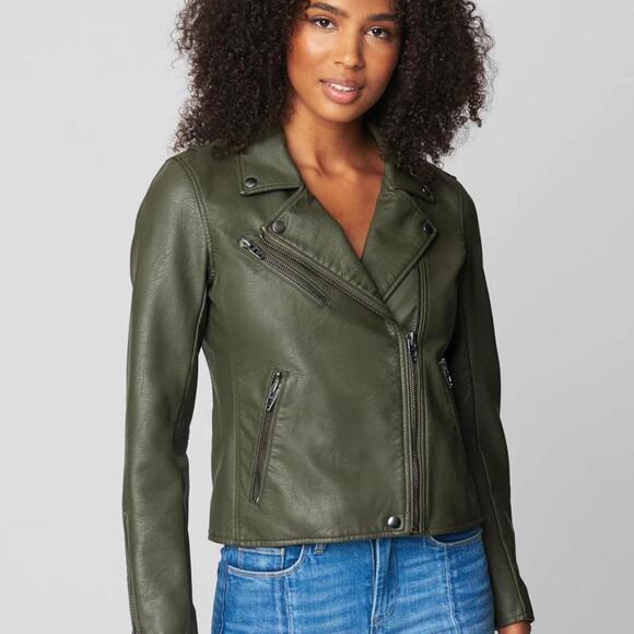 Blank NYC Jackets & Blazers - Green faux leather jacket fauxleather